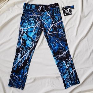 Moonshine blue camo print leggings NWT